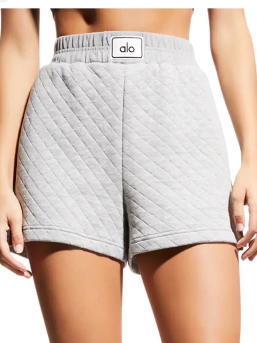 ALO Yoga Quilted Arena Shorts in Light Gray - Picture 1 of 5